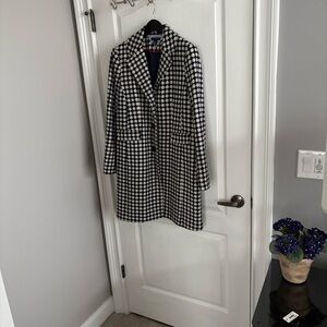 Tommy Hilfiger Checkered Coat in Navy Blue and White